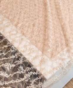 Beige embroidery on net fabric (145cm)